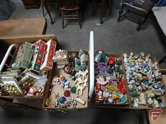 Micro Machines, figurines, some made in occupied Japan, holiday ornaments, bells,
