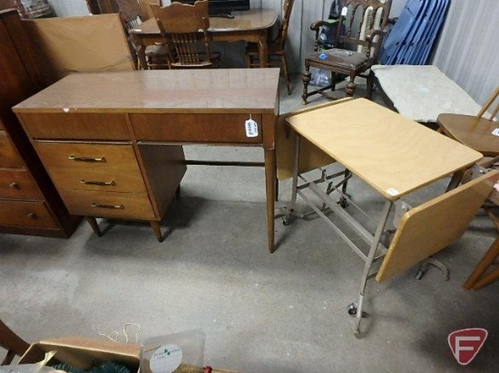 Vintage wood desk. 4 drawers with veneer top.