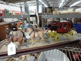 Mamod Teia replica steam engine, marbles, Wells Fargo stage coach replica, 25in L. Both