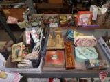 Vintage jewelry boxes, handbags, and wallets. Contents of 3 boxes