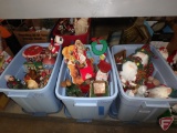 Holiday/Christmas items, Byers Choice carolers, ornaments, Santas, tins, and other decorative