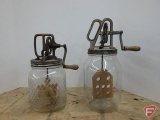 (2) glass jar butter churns, Both