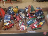 Vintage-look ornaments, metal and wood. Contents of 2 boxes