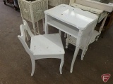Painted wood childs desk with chair, desk is 28inHx19inW. Both pieces