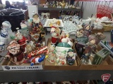 Holiday/Christmas items, figurines, candle holder, candy dish, salt/pepper, ornaments.