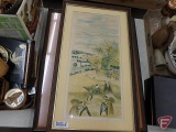 Framed and matted print by Reginald Lander, 198/275, glass is cracked, 23inHx29inW, and