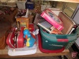 Childrens toys and games, windup duck, Mary Jean Doll, metal cash register, Continental Train,