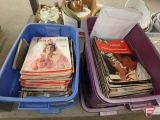 Life, Look, Farm Journal, Quick magazines, 1950s and 1960s. Contents of 2 totes with covers.
