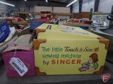 Singer Little Touch and Sew sewing machine in box and Barby-Jos Presto electric toy iron. Both