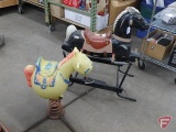 King Harry vintage rocking/spring horse and plastic outdoor spring horse. Both