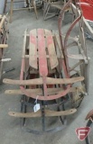 (4) wood and metal sleds, 42inL, 4 pieces