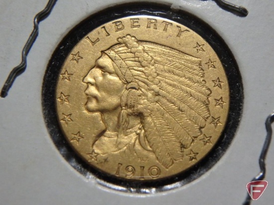 1910 $2.50 Indian Gold coin VF+ to XF