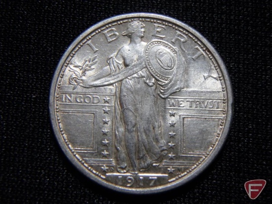 1917 D Type 1 Standing Liberty Quarter XF or better