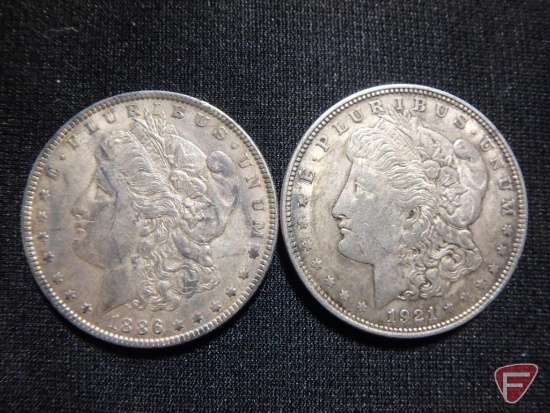 1886 Morgan Silver Dollar XF, 1921 Morgan Silver Dollar XF or better