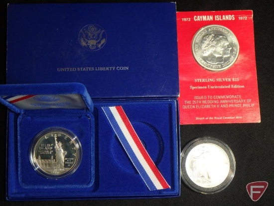 1992 U.S. Silver Eagle BU, 1986 Statue of Liberty Proof 90% Silver Dollar in original Mint packaging