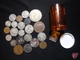(6) non-silver foreign coins, 1960 Mexico 10% Silver Peso, 80% Silver dateless Canadian Quarter