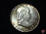 1955 Franklin Half Dollar with gorgeous toning on both sides unc.