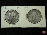 1917 Type 1 Standing Liberty Quarter F, 1926 S Standing Liberty Quarter F cleaned