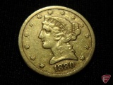 1880 S $5 Liberty Gold F