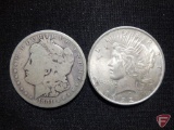 1881 S Morgan Silver Dollar AG to G, 1922 Peace Dollar AU