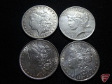 (3) 1887 Morgan Silver Dollars: (2) AU cleaned and (1) F