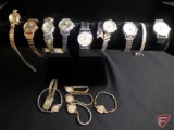 14K Yellow Gold 17-Jewel Ladies Cortland manual wind wrist watch with (6) genuine round Ruby Stones