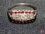 Ladies 14K White Gold Diamond and Genuine Ruby ring