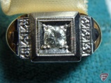 Gents 14K T/Tone Diamond Signet ring with center Diamond .25 CT TW H SI-1