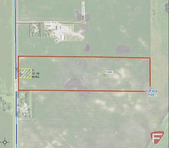 38.19 acres McLeod County farm land with 37.79 USDA tillable acres in one field.