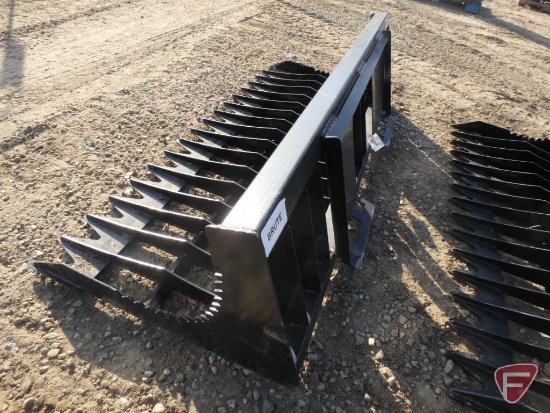Brute 75" rock bucket with 4" tine spacing skid loader attachment