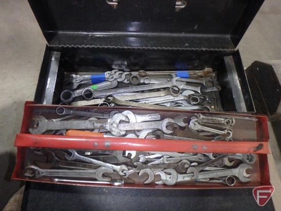 Toolbox with contents: box end and combination wrenches 15/16 to 3/16