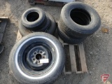 Automotive tires, utility trailer tires; only (2) steel rims