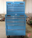 Channel Lock 2 pc. tool chest on casters, 7 drawers on top, 5 drawers on bottom, with keys