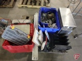 Poly tool boxes, AMF EW-20 120v hot dog food warmer, gas torch, hardware, shelf brackets,
