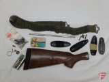Gun parts; Remington shotgun stock, buttplates, sling swivels