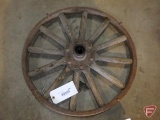 Model T front wheel with wood spokes