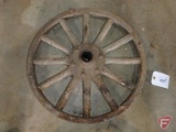 Model T front wheel with wood spokes