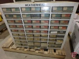 Weatherhead hardware cabinet with large assortment of brass fittings