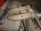 Old nail puller, wooden clamps