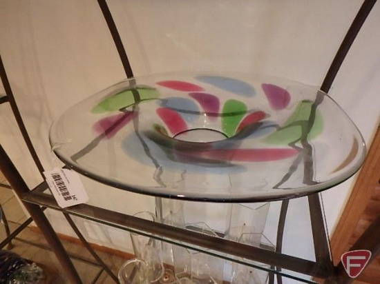 Multi colored glass centerpiece bowl, 21inx19in
