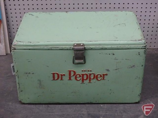Dr Pepper metal chest cooler, painted green, 22inW