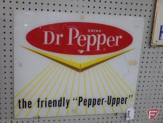 Dr Pepper plexi-glass sign, 19.5inHx24inW, some scratches