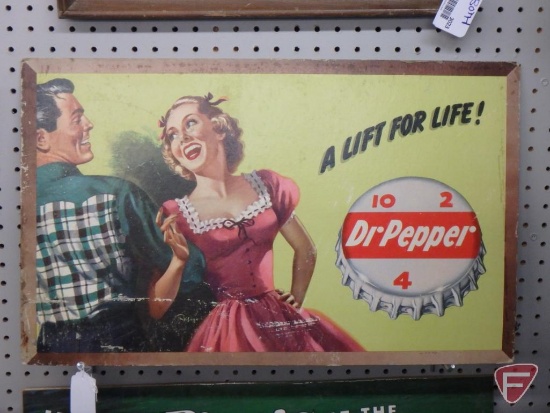 Dr Pepper 2-sided advertising, cardboard, 15inHx25inW