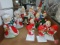 (3) Lefton angel bells, ceramic elves and girl figurines.