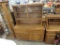 Wood hutch/storage/display cabinet, 1 drawer, 2 doors on bottom, (4) sliding glass doors on top,