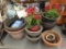 (6) Resin garden pots, largest is 16inHx21inDiameter (2) ceramic pots, (1) terra cotta pot,