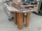 Wood tables, one is folding. Large table is 42in diameter. Both tables