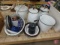 Enamel ware, coffee pots, buckets, basins, tubs, bowls, pie plates