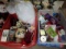 Assortment of ribbon, batting, snow cover, dip mix set, animated angel, cookie jar, cards/notepads.