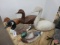 Wood and resin duck figurines, 5 pieces